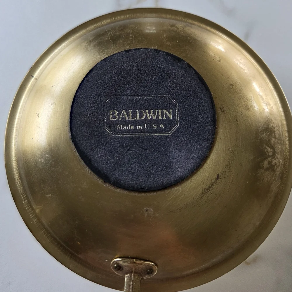 Baldwin Brass Chamberstick Candle Holder with‎ Snuffer Finger Loop Made in USA